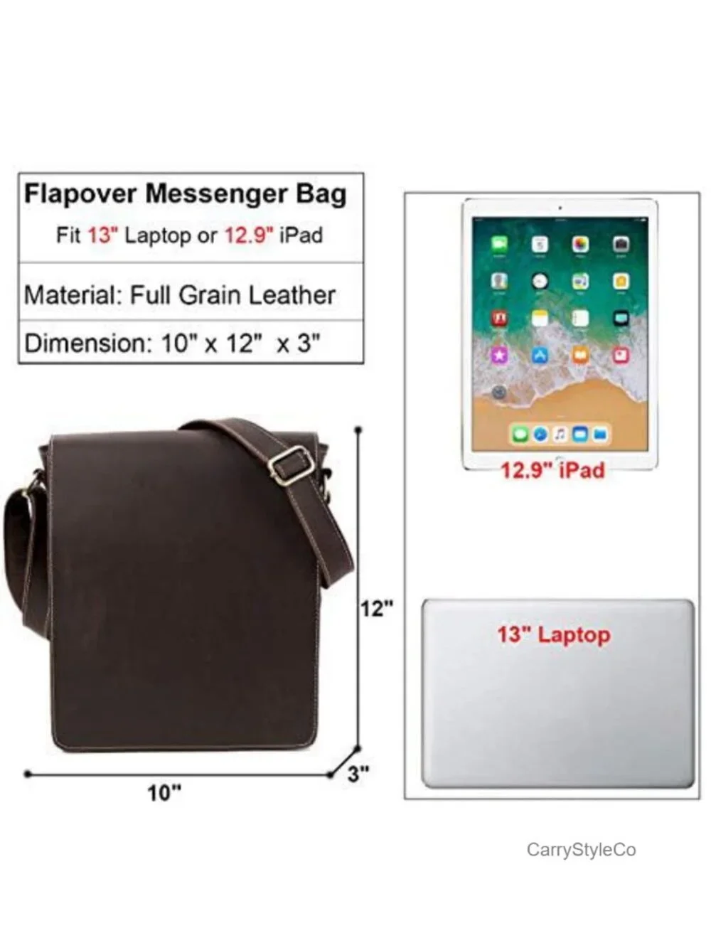 Vintage Cowhide Leather Messenger Bag Men Crossbody Purse with Adjustable Strap